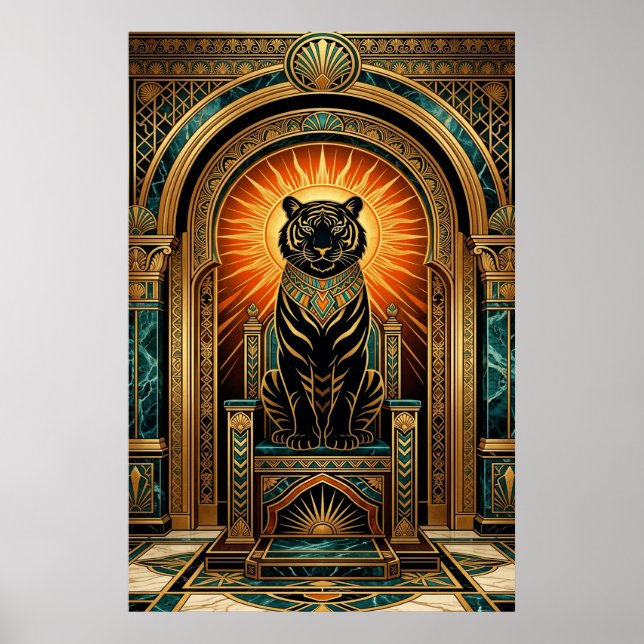 Majestic Art Deco Tiger Gold Foil Style Poster (Vorne)
