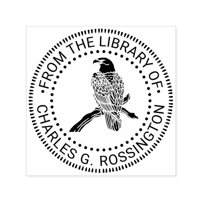Majestic Bald Eagle auf Zweigstelle NT Library Boo Permastempel (Design)