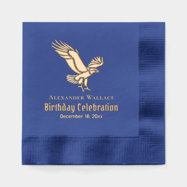 Majestic Bald Eagle Flight Birthday Party Name Servietten Mit Folie (Vorderseite)