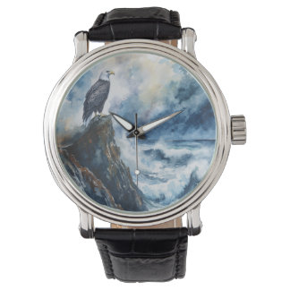 Majestic Bald Eagle mit Blick auf den Ozean Armbanduhr