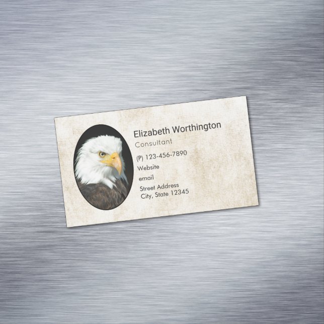 Majestic Bald Eagle Portrait Magnetische Visitenkarte (Beispiel)