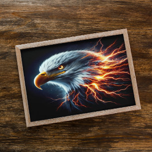 Majestic Bald Eagle steigt durch den Blitz Poster