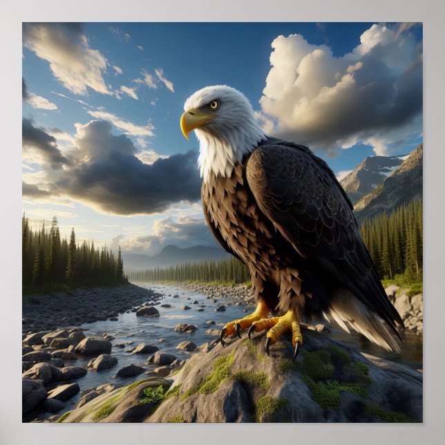 Majestic Bald Eagle: Ungezähmte Wildnis Poster (Vorne)