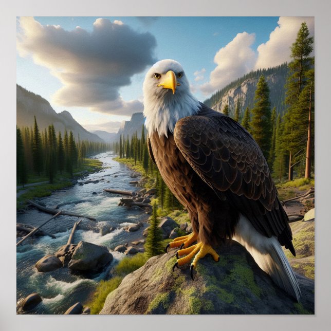 Majestic Bald Eagle: Ungezähmte Wildnis Poster (Vorne)