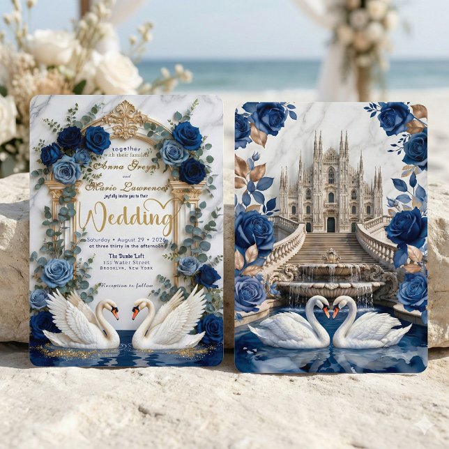 Majestic Baroque Arch & Fairytale Swan Wedding Einladung (Von Creator hochgeladen)