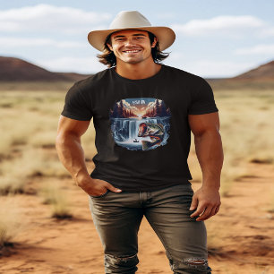 Majestic Bass springt über Wasserfall bei Sonnenun T-Shirt