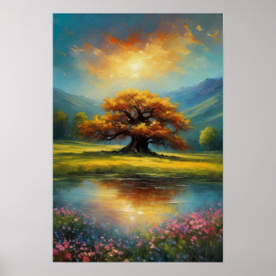 Majestic Baum im Abend Glühen Poster