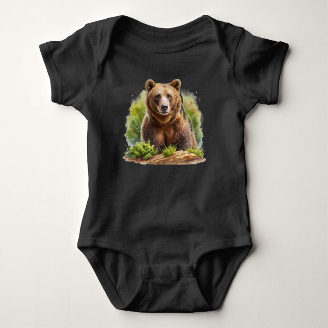 Majestic Bear Bodysuit. Baby Strampler (Vorderseite)