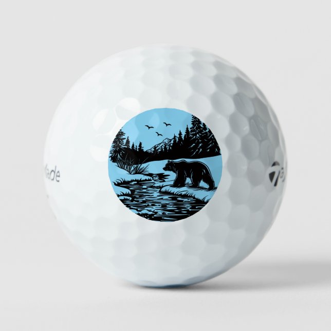 Majestic Bear by the Pond Golf Balls Golfball (Vorderseite)