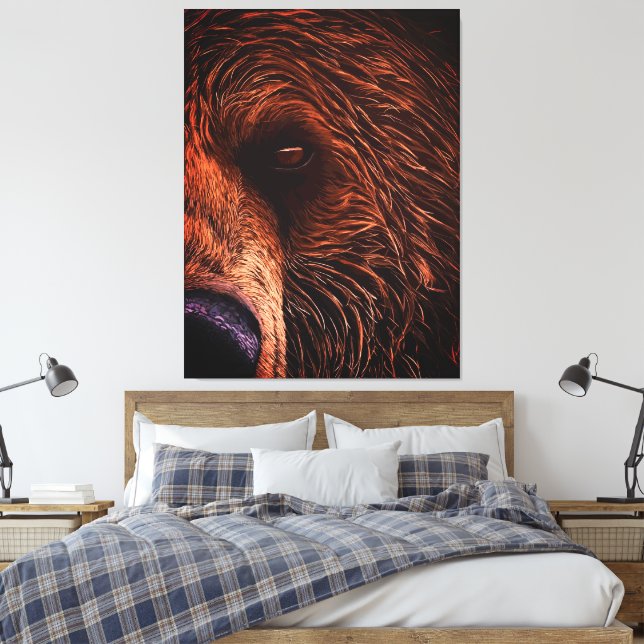 Majestic Bear Portrait Art – Close-Up Wild Animal Leinwanddruck (Insitu (Schlafzimmer))