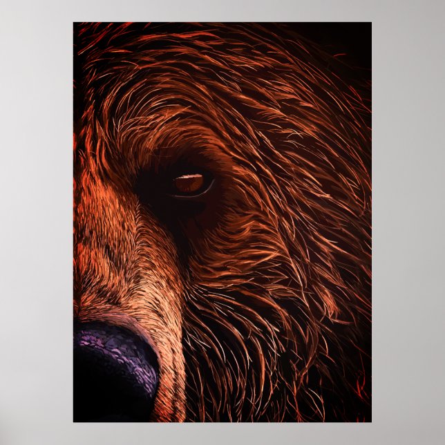 Majestic Bear Portrait Art – Close-Up Wild Animal Poster (Vorne)