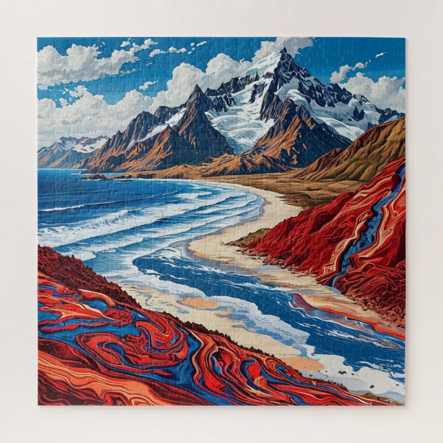 Majestic Berglandschaft mit lebhaften Farben Puzzle (Vertikal)