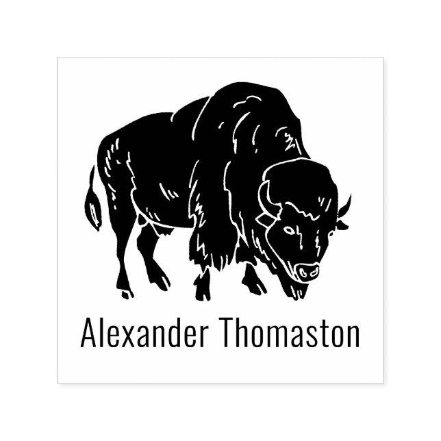 Majestic Bison Buffalo Silhouette Name Permastempel (Design)