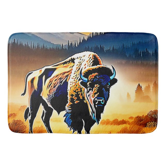 Majestic Bison Sunset Badematte (Vorderseite)