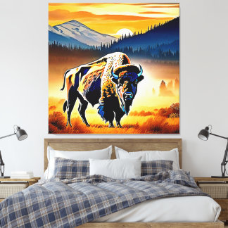 Majestic Bison Sunset Leinwanddruck