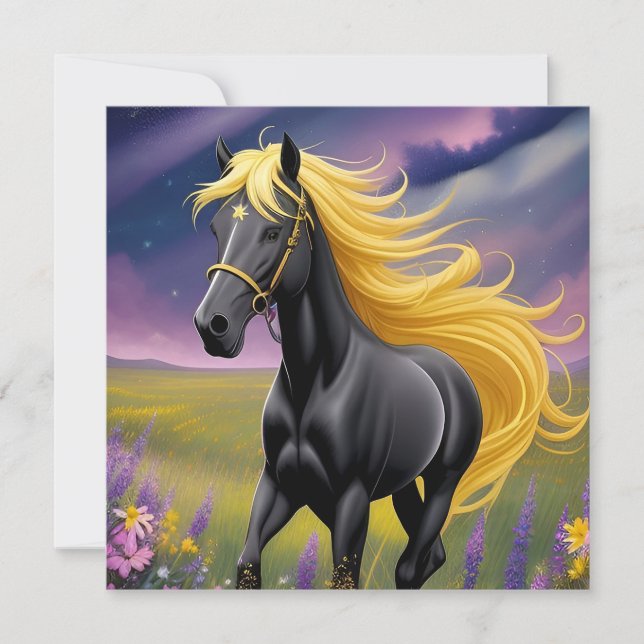 Majestic Black Horse mit Golden Mane (Vorderseite)