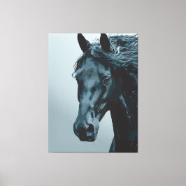Majestic Black Horse Portrait Leinwanddruck