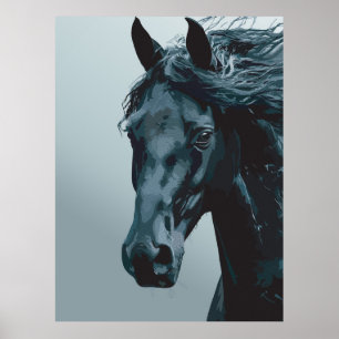 Majestic Black Horse Portrait Poster