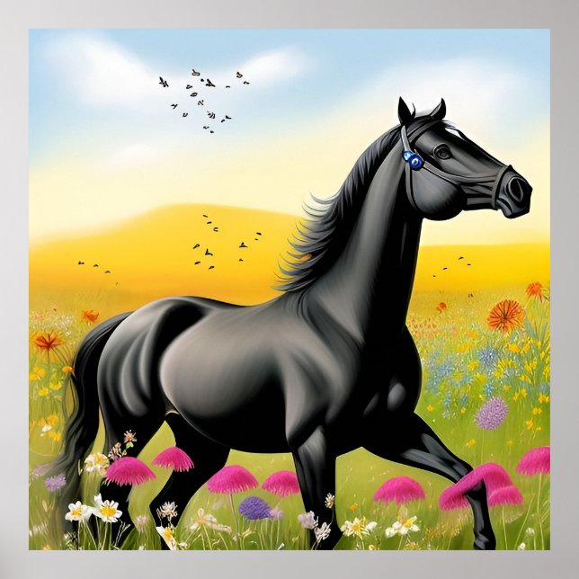 Majestic Black Horse Poster (Vorne)