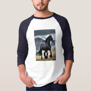 Majestic Black Horst in Mountain Field T - Shirt