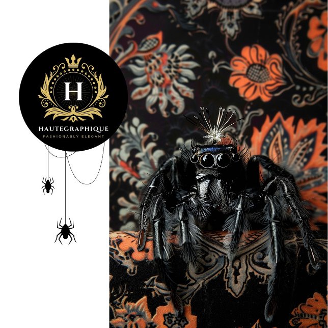 Majestic Black Orange Baroque Spider Illustration Seidenpapier (Von Creator hochgeladen)