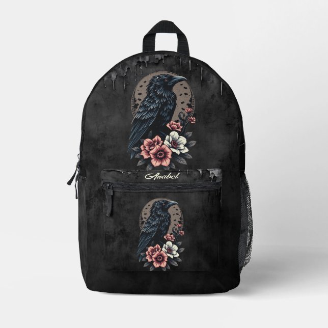 Majestic Black raven Bedruckter Rucksack (Vorderseite)