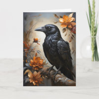 Majestic Black Raven Portrait Trees Moon Blank