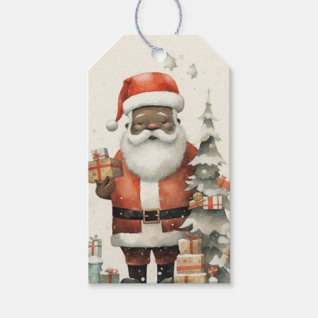 Majestic Black Santa mit Geschenken, Baum Geschenkanhänger (Vorderseite)