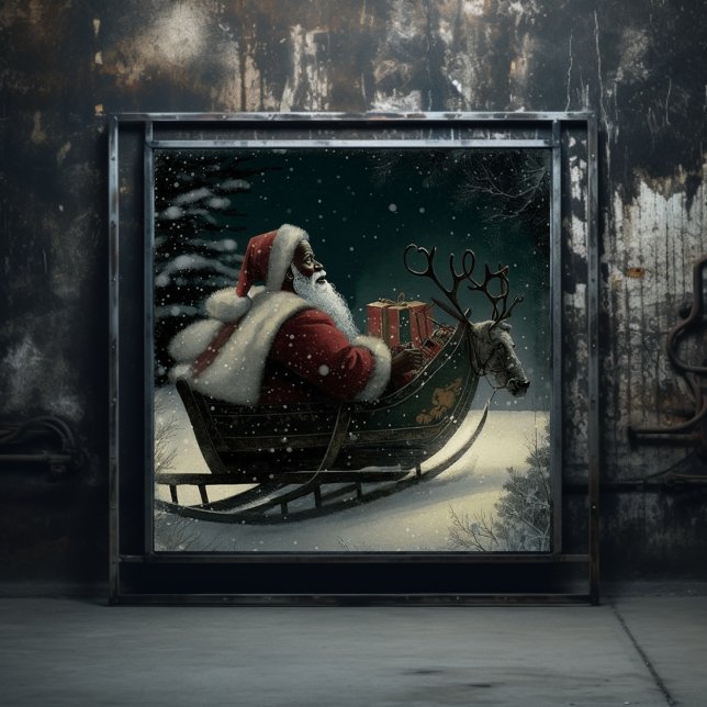 Majestic Black Santa's Magical Sleigh Ride Poster (Von Creator hochgeladen)