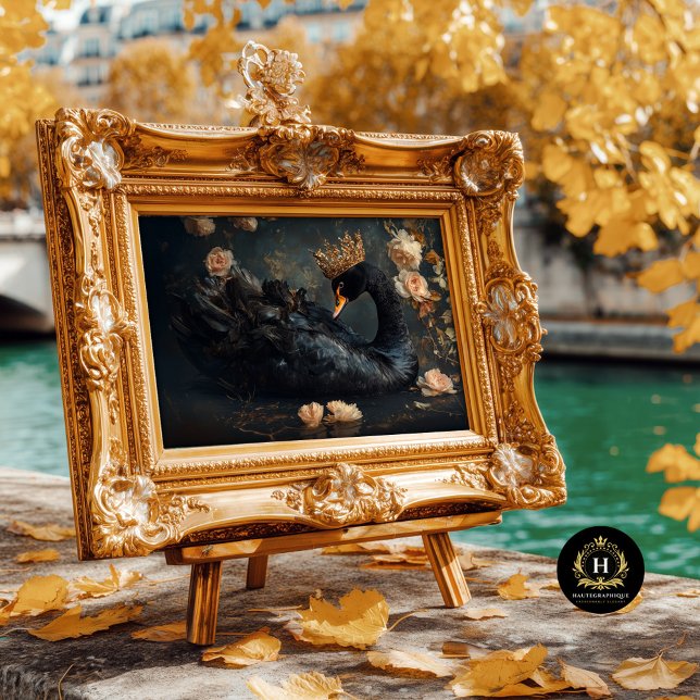 Majestic Black Swan mit Golden Crown Decoupage Seidenpapier (Von Creator hochgeladen)