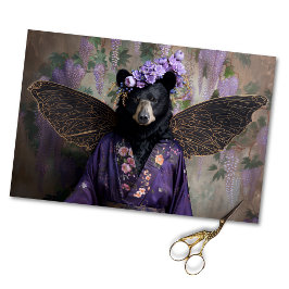 Majestic Black Vintag Floral Bären Dekoupage Seidenpapier