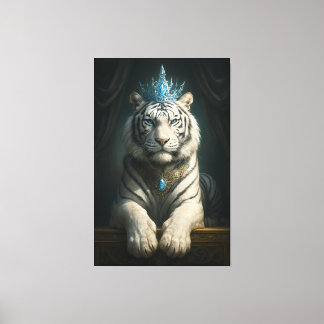 Majestic Blue Crown White Tiger · Fine Art Canvas Leinwanddruck