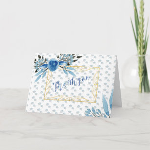 Majestic Blue Flowers Verziert Frame Vielen Dank Dankeskarte
