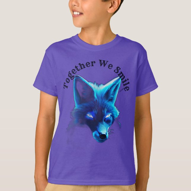 Majestic Blue Fox Cyberpunk-Logo T-Shirt (Vorderseite)