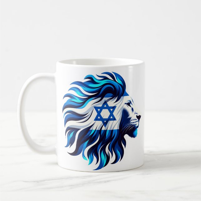 Majestic Blue Lion of Judah mit Stern von David Kaffeetasse (Links)