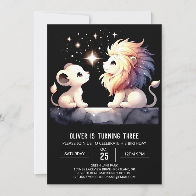 Majestic Boho Lion Birthday Einladung (Vorderseite)