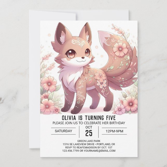 Majestic Boho Wolf Digital Geburtstag Einladung (Vorderseite)