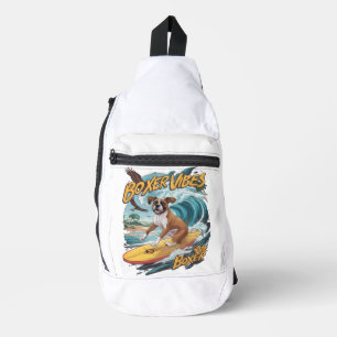 Majestic Boxer Dog Surfing Crossbody Bag