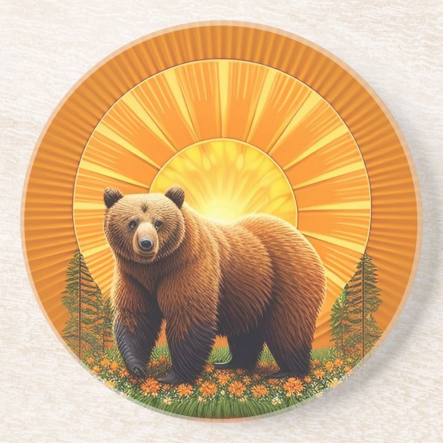 Majestic Brown Bär Getränkeuntersetzer (Vorne)