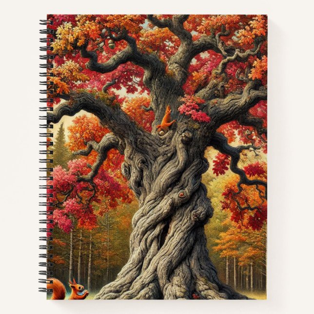 Majestic Brown Herbstbaum Notizbuch (Vorderseite)