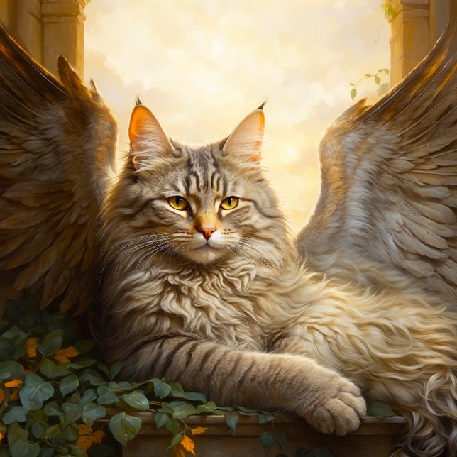 Majestic Brown Tabby with Wings in Golden Arcess Puzzle (Close- up of artwork)