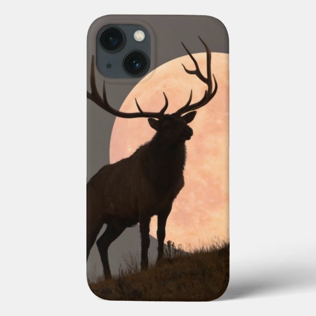 Majestic Bull Elk and Full Moon Rise Case-Mate iPhone Hülle (Rückseite)