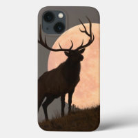 Majestic Bull Elk and Full Moon Rise