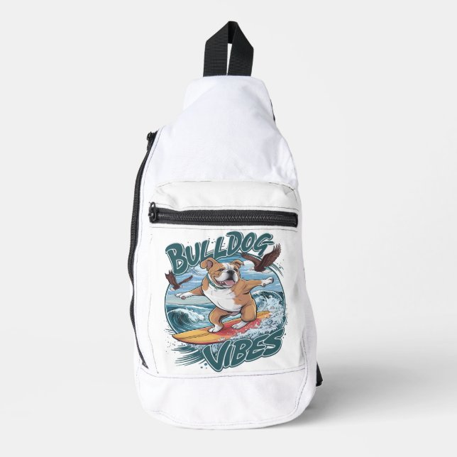 Majestic Bulldog Surfer Crossbody Bag (Vorderseite)
