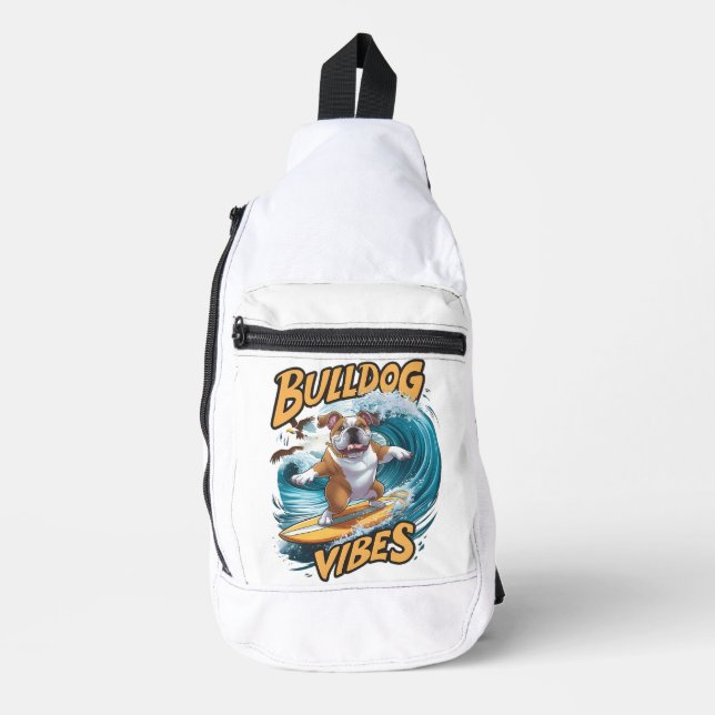 Majestic Bulldog Surfer Crossbody Bag (Vorderseite)