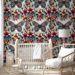 Majestic Butterfly & Floral Radiation Tapete