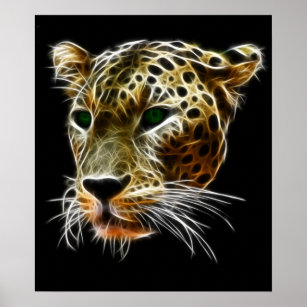 Majestic Cat Leopard Head Poster