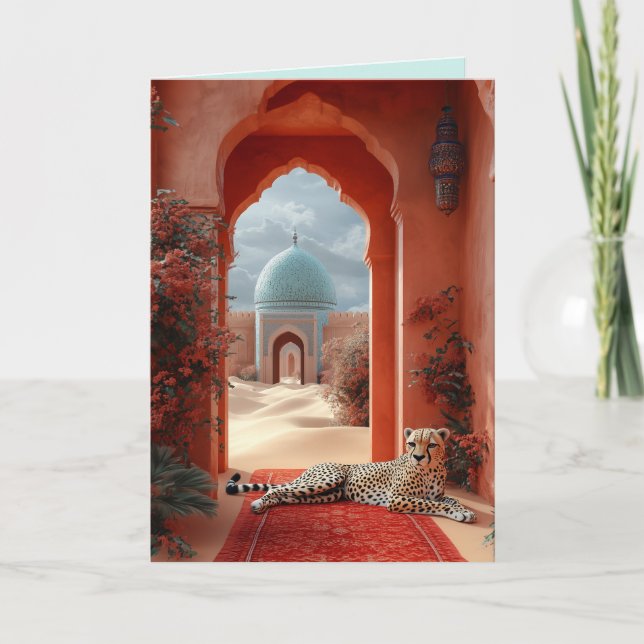 Majestic Cheetah in einem marokkanischen Wüstenpal Einladung (Vorderseite)