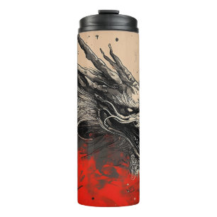 Majestic Chinese Dragon mit Red Ink Spritzer Thermosbecher
