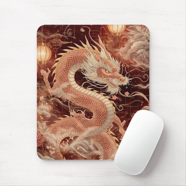 Majestic Chinese Dragon Mousepad (Mit Mouse)